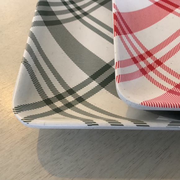 Hearth & Hand Magnolia 2pc Plaid Melamine Christmas Serving Trays - Green/Red - Picture 7 of 8